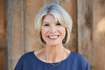 Close-up portrait of senior Caucasian woman