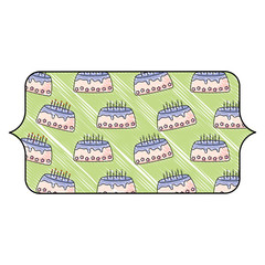banner with Birthday cake pattern over white background, vector illustration