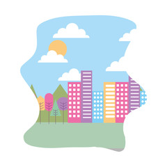 Obraz premium park landscape scene icon vector illustration design