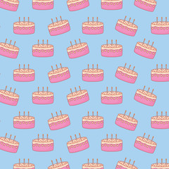 Background of Birthday cake pattern, vector illustration
