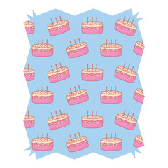 abstract frame with Birthday cake pattern over white background, vector illustration