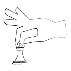 hand with chess piece tower isolated icon vector illustration design