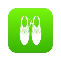 Tied laces on shoes joke icon digital green for any design isolated on white vector illustration