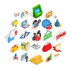 IT icons set. Isometric set of 25 it vector icons for web isolated on white background