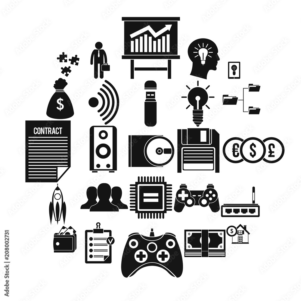 Poster IT project icons set. Simple set of 25 it project vector icons for web isolated on white background