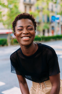 Woman having fun in the city
