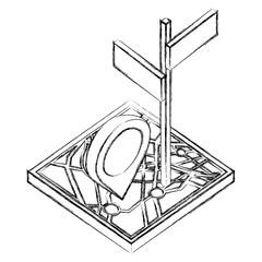 gps navigation map pointer signpost isometric vector illustration