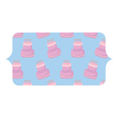 banner with birthday cake pattern over white background, vector illustration