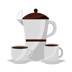 coffee maker cup and mug ceramic dishes vector illustration