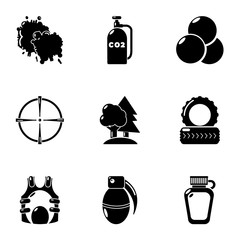 Military exercise icons set. Simple set of 9 military exercise vector icons for web isolated on white background