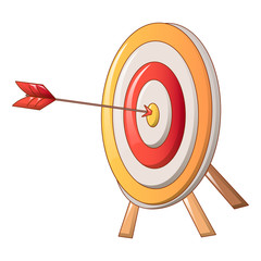 Target with arrow icon. Cartoon of target with arrow vector icon for web design isolated on white background