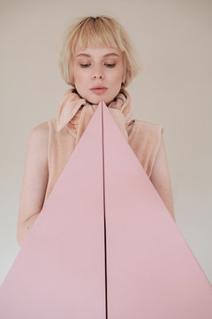 Fashion studio portrait of caucasian female