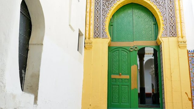 Open Door in Morocco With a Big Post Inside