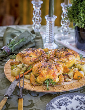 Cornish Game Hens with Garlic and Rosemary