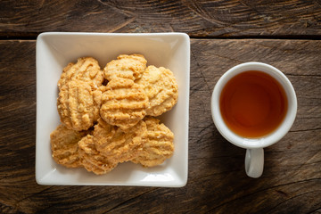 Cereal cookies on rustic wooden table