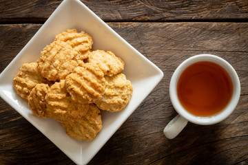 Cereal cookies on rustic wooden table
