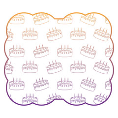 decorative frame with Birthday cake pattern over white background, vector illustration