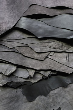 Gray Leather Pieces Stacked