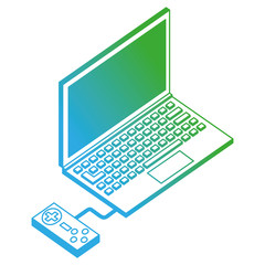 laptop computer with game control isometric icon vector illustration design