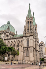 Panoramic view of the Metropolitan Cathedral (catedral da se) , in Sao Paulo, Brazil.
