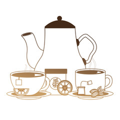 delicious lemon tea set icons vector illustration design