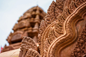 Fototapeta premium Old Thailand vintage / ancient building create by red brick.