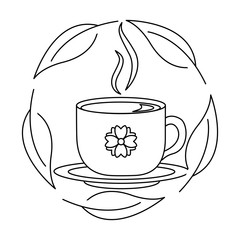 delicious lemon tea cup with leafs icon vector illustration design