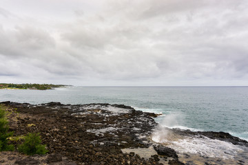 Landmark blowhole Spouting Horn on Kauai island of Hawaii