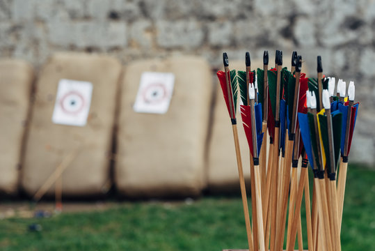 Arrows and targets in the background
