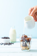 coffee ice cubes with milk