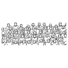 Naklejka premium people sitting on stadium to cheer sport vector illustration sketch doodle hand drawn with black lines isolated on white background