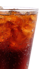 Close up glass of cold cola