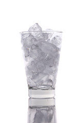 Glass of ice on white background