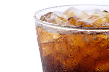 Close up glass of cold cola