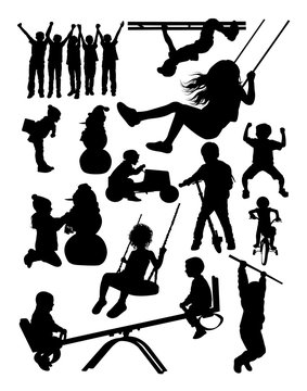 Silhouette of children. Good use for symbol, logo, web icon, mascot, sign, or any design you want.