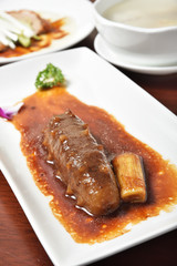 Chinese seafood cuisine. Braised sea cucumber 