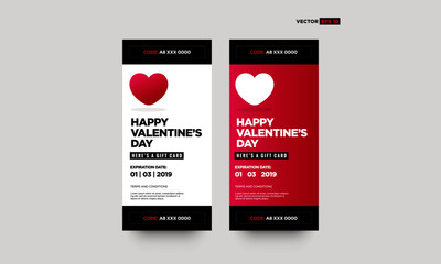 Happy Valentine's Day Here's A Gift Card with Voucher Promotional Code and Heart Illustration