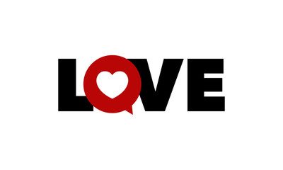 Love Typography with Heart Icon