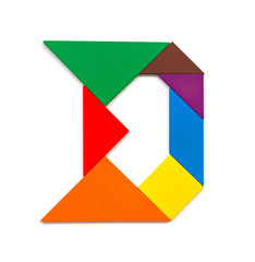 tangram shaped like a letter D on white background