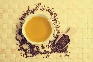 Traditional transparent flax oil