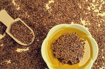 Traditional transparent flax oil