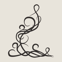Stylish geometric pattern. Ornament of lines and curls. Linear abstract background. Tattoo design