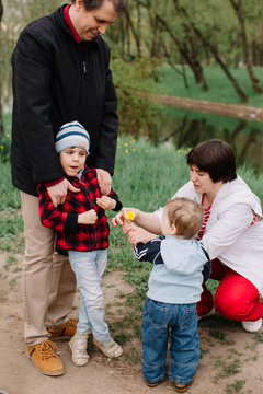 Family with special child in the park
