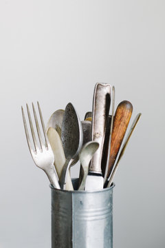 Vintage tableware in tin