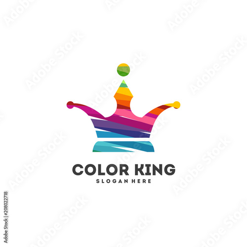 Abstract Colorful Crown Logo Vector King Paint Logo