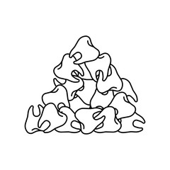 Tooth is pile. Many teeth. Treasure for tooth fairy. Vector illustration