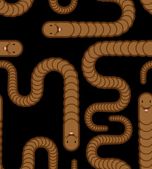 Earthworm pattern seamless. Earth Worm background. Vector illustration