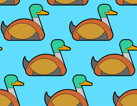 Drake duck pattern seamless. waterfowl bird background. Vector illustration
