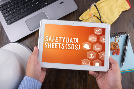 SAFETY DATA SHEETS (SDS) on tablet pc, Safety & Health at Work Concepts