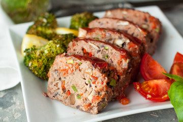 Vegetarian pate in shape of meatloaf